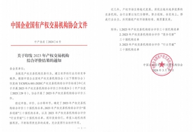 喜報！貴州陽(yáng)光產(chǎn)權交易所獲評全國產(chǎn)權交易機構綜合評價(jià)三十強機構